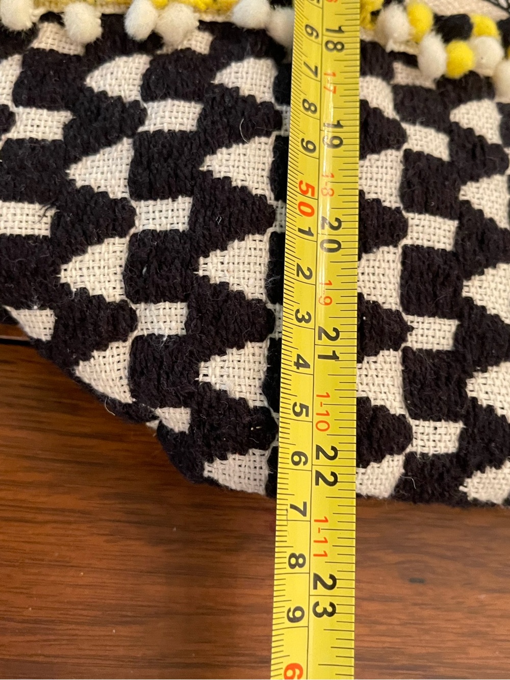 NWT America and Beyond Embroidered Black Floral Tote Bag with Accent Pom Trim - Picture 11 of 15